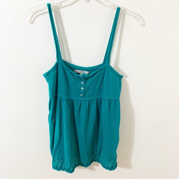 Old Navy Knit Sweater Top Scallop Thin Strap Button Front Decorative Knit at Hem - Picture 2 of 13